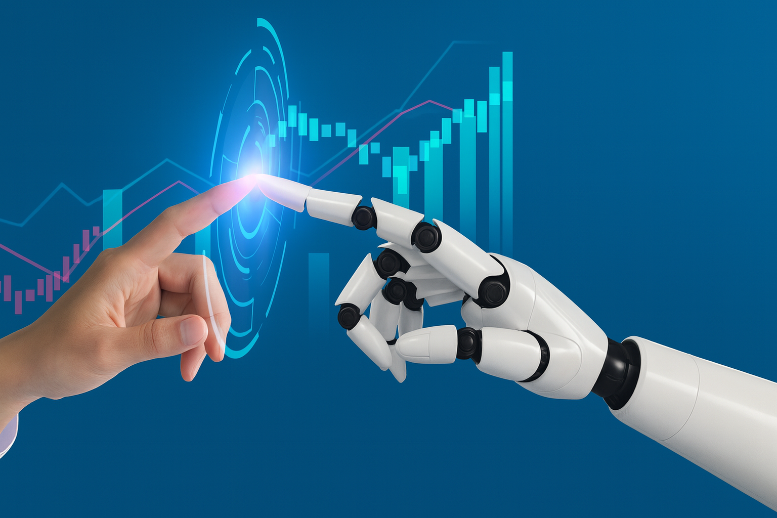 Symbolizing AI and human collaboration in customer support